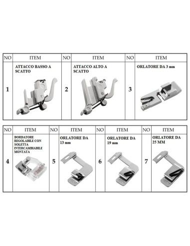 Roll Hem and Adjustable Bias Tape Binder Sewing Machines Feet Set