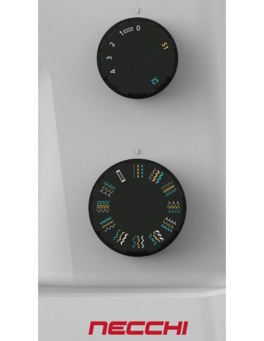 Stitches and width selector of the Necchi Q132A sewing machine
