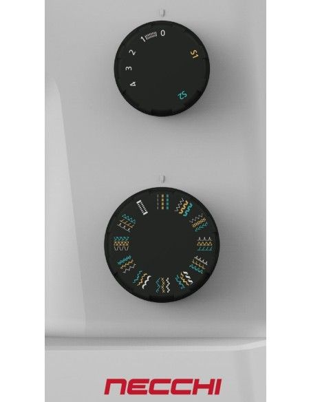 Stitches and width selector of the Necchi Q132A sewing machine