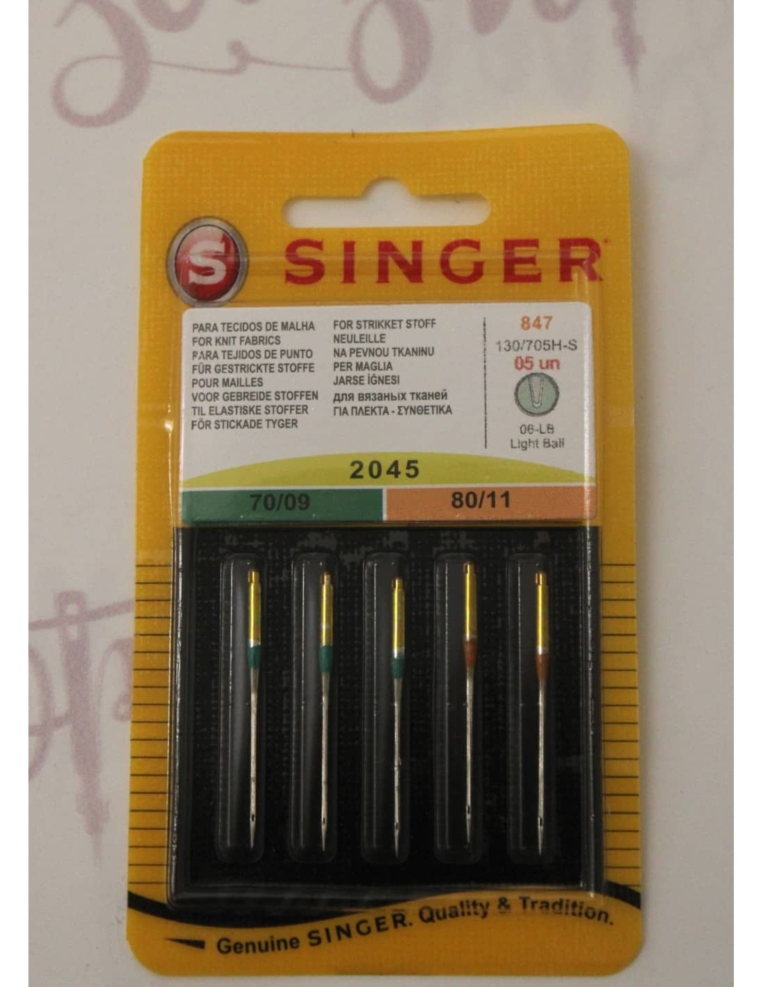 Confezione da 10 aghi per macchina da cucire Singer 2045 misure assortite  70/10 e 80/12 per tessuti elastici e lavorati a maglia (elasticizzato)