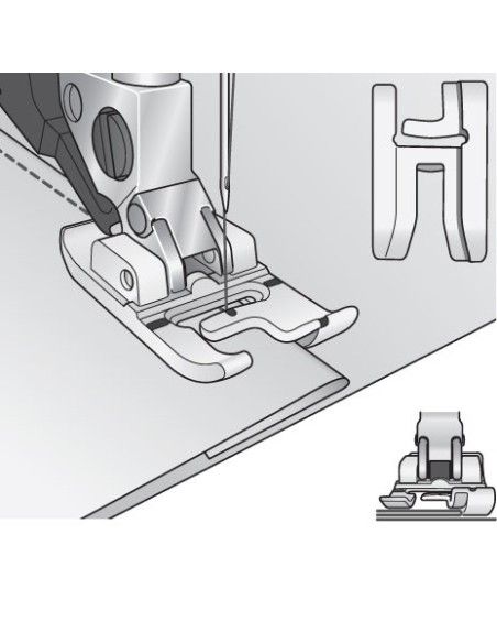 The 2-level foot allows professional stitching on the edges