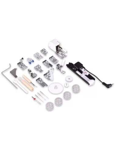 La vasta gamma di accessori in dotazione alla Necchi NC-204D