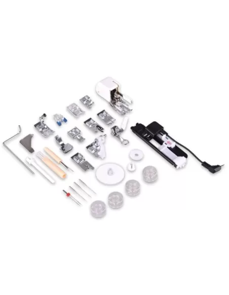 La vasta gamma di accessori in dotazione alla Necchi NC-204D