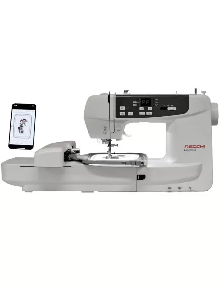 Necchi Logica Next Wifi è il futuro delle macchine ricamatrici, semplice, completa e sempre aggiornata. (Device non incluso)