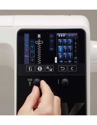 The color touch screen of the Juki NX7 sewing machine