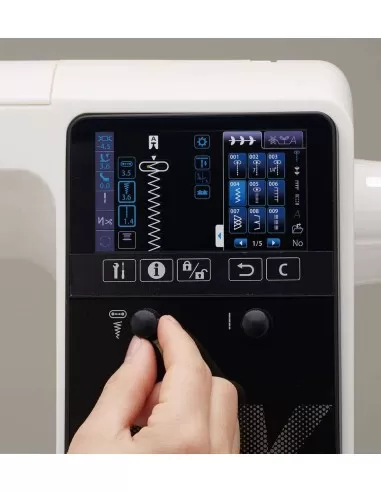 The color touch screen of the Juki NX7 sewing machine