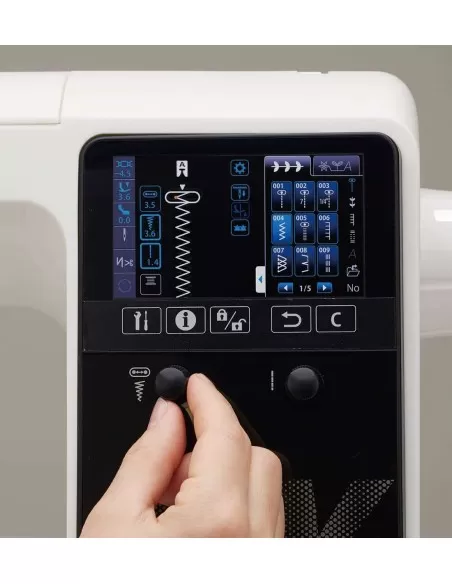 The color touch screen of the Juki NX7 sewing machine