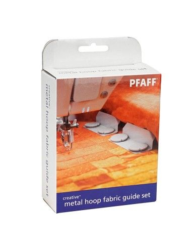 2 convenient guides to hold the fabric taut and in place with the metal hoop.