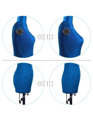 The adjustable mannequin allows you to adjust the height and size of breasts and hips