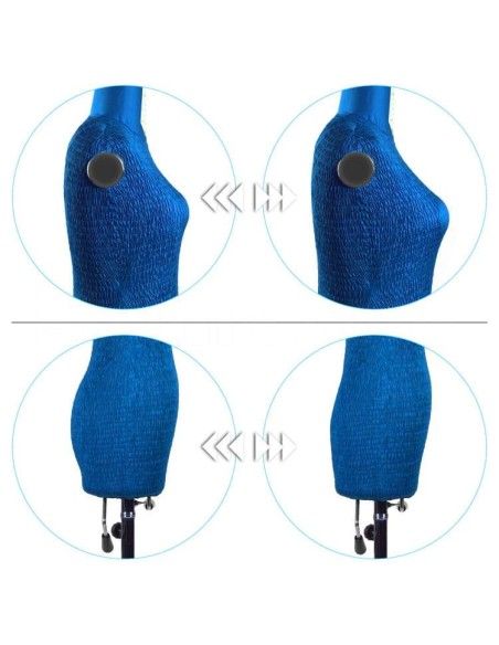 El maniquí ajustable te permite ajustar la altura y el tamaño de seno y caderas