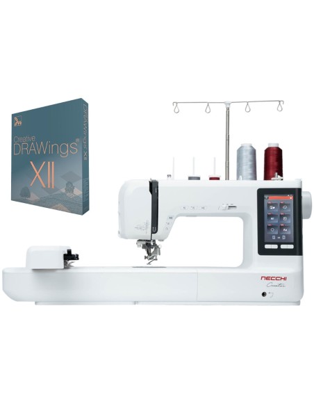 Bundle machine à broder Necchi C1200 avec logiciel de broderie avancé Drawings Creative XII