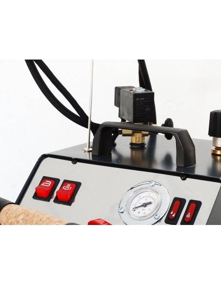 Manometro pressione caldaia e elettrovalvola esterna con rubinetto regolazione vapore del Blu Vapor Maxi 5L