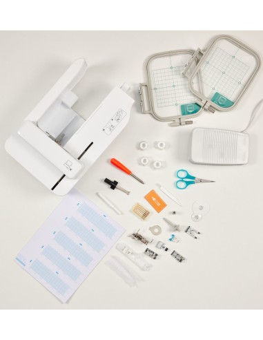 The extensive range of accessories supplied with the Brother Innov-is M380D Sewing and Embroidery Machine