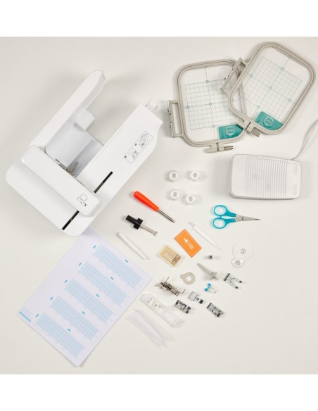 The extensive range of accessories supplied with the Brother Innov-is M380D Sewing and Embroidery Machine