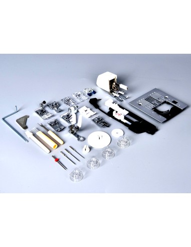 The wide range of accessories supplied with the C360 includes the straight stitch needle plate and the walking foot