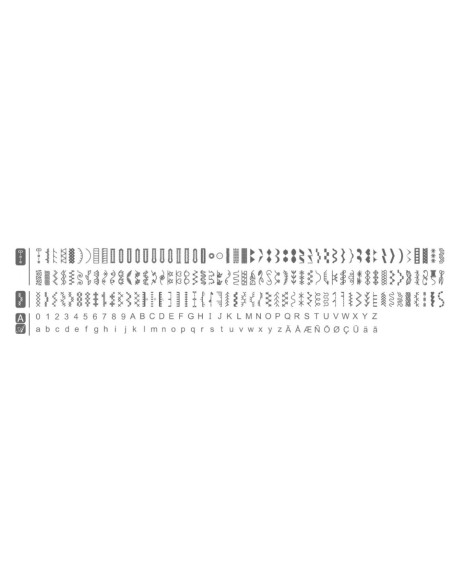 The Necchi Creator C360 stitch table with 2 alphanumeric fonts