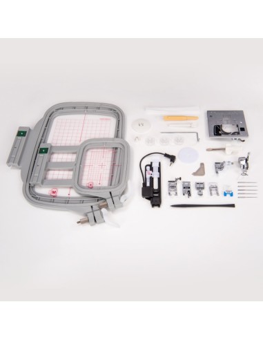 The accessories supplied with the Necchi NE210 include 2 frames, the electronic buttonhole foot and much more.