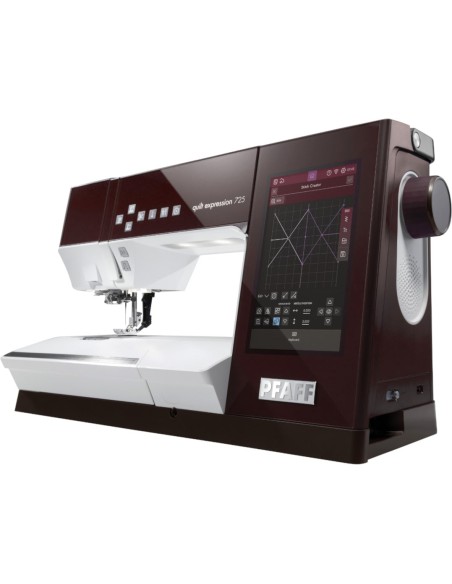 Quilt Expression 725 de Pfaff est une machine à coudre dotée d'un écran tactile de 8 pouces et d'une connexion Wi-Fi.