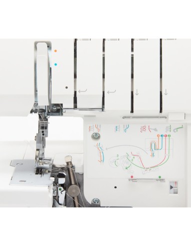 Easy threading with built-in guide and colored tracks for the Singer S0605 overlocker