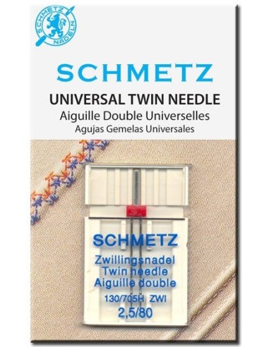 Ago Gemello Schmetz 2,5/80 per Macchine da Cucire permette di realizzare Ricami anche a 2 colori