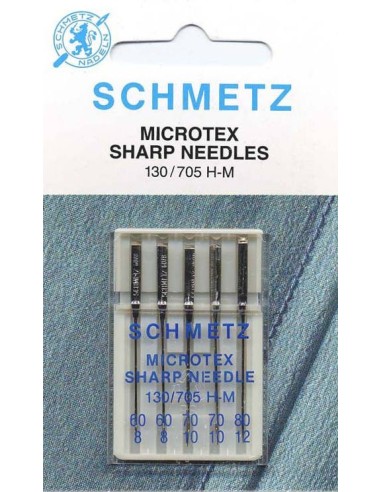 Aghi Schmetz Microtex per Macchine da Cucire con punta ultra sottile per tessuti a trama fitta