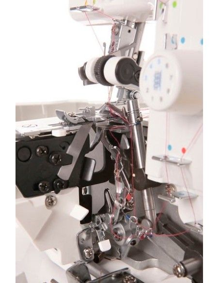 Tagliacuce Juki MO 654DEN a prova di principiante con le piste colorate e l'infilatore automatico del crochet inferiore