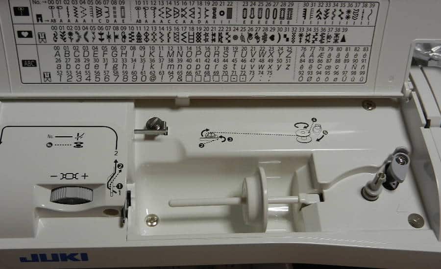 Pannello punti e schema riempimento bobina macchine per cucire Juki G 120/220
