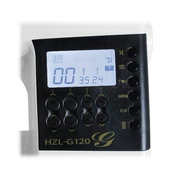 Il luminoso e nitido schermo della macchina da cucire Juki G120