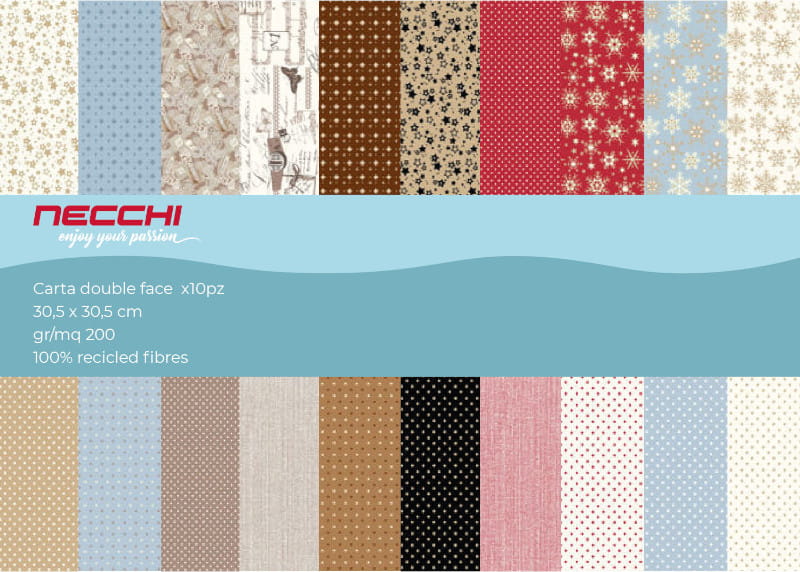 Carta Double Face 200g 10 pz assortiti 30,5×30,5 cm